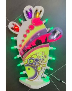 La Pupazza, Fig shovel "Bubbles on Milan", Sculpture with led, h 70 cm