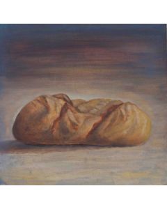 Andrea Ferrari Bordogna, Sunday bread, oil on backed paper, 54x54 cm