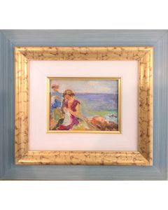 Daniela Penco, A day at the sea, oil on canvas board, 9x12cm (25x28 cm with frame)