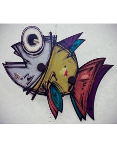 Yux, Fish, mixed tecniques on aluminium, 35,5 cm