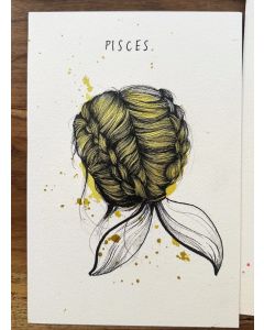Sara Paglia, Pesci, inchiostro e acquarello su carta, 15,5x23 cm 