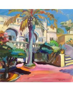 Claudio Malacarne, The palm tree, oil on canvas, 50x50 cm