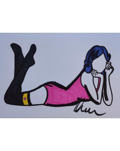 Marco Lodola, Pink Pin Up, marker on cardboard, 42x30 cm