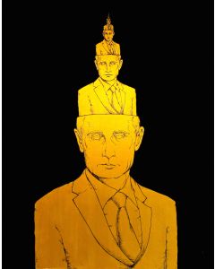 Loris Dogana, Vladimir Putin "Being Vladimir Putin", acrylic and ink on wood, 40x50 cm