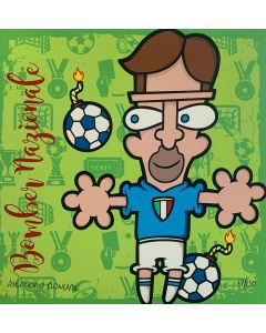 Aleandro Roncarà, Bomber Nazionale, serigrafia materica, 20x20 cm