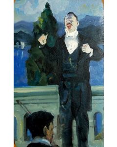 Scuola Espressionista, Direttore d'orchestra, Olio su tavola, 20x12,5 cm