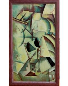 Cubist School, Decomposed Subject, Oil on panel, 44.3x26.5 cm (with frame)