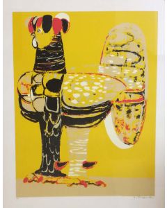 Salvatore Fiume, Rooster, lithograph, 124x100 cm