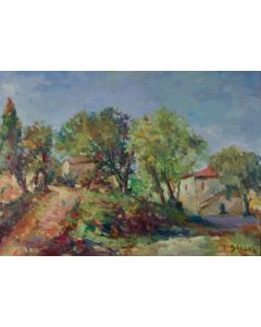 Antonio Sbrana, Shepherd's house, oil on wood, 70x51 cm 