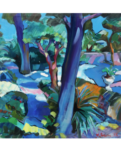 Claudio Malacarne, A garden during spring, oil on canvas, 100x120 cm