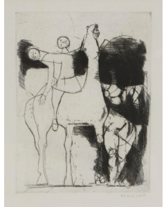 Marino Marini, Jugglers, etching, 32.5x24 cm, 1955