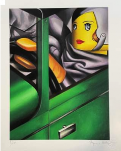 Stefano Bolcato, Self-Portrait on the Bugatti - Tamara De Lempicka, Fine Art graphic, 30x37 cm