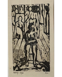 Felice Casorati, Donna nella stanza, Linoincisione, 47,5 x 34,5 cm (foglio)