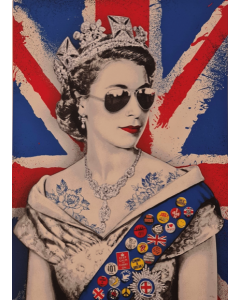 Mr. Brainwash, Queen of Hearts, serigrafia su carta invecchiata tagliata ad acqua, 76,5x56,5 cm, 2022