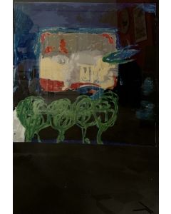 Mario Schifano, Casa con alberi, litografia, 70x100 cm