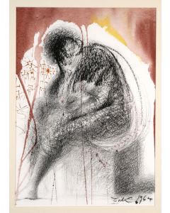 Salvador Dalì, Sedet sola civitas plena populo, litografia, 50x39 cm, tratta da La Sacra Bibbia, 1967