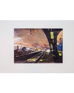 Alessandro Russo, Milano, Stazione Centrale verso sera, 2014, retouchè, 46x32 cm