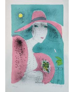 Franco Rognoni, Lady at Ascona, screen printing, 50x35 m