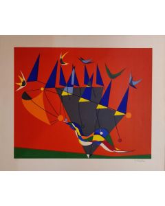 Roberto Crippa, Senza titolo, litografia a colori, 56x76 cm 