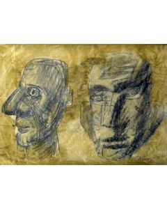 Mario Sironi, Maschere, tempera e matita su carta velina, 22,3x28,3 cm