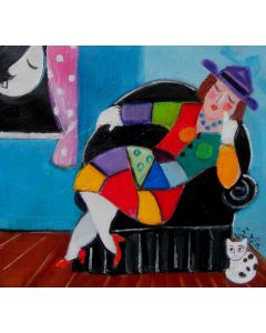 Anna Àntola, Dreaming Pablo, oil on canvas, 27x29 cm 