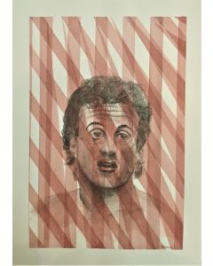 Oscar Morosini, Sylvester Stallone, watercolor, 26x36 cm (with frame)