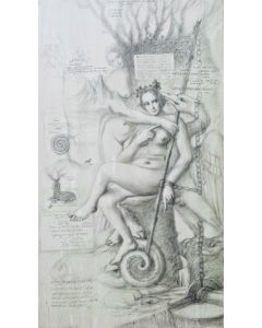 Giancarlo Prandelli, Leda ed il cigno, matita su tavola, 124x70 cm, (D297)