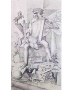 Giancarlo Prandelli, Leonardo on Wooden Panel, Pencil on Wood, 124x70 cm, (D298)