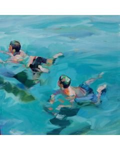 Claudio Malacarne, Swimming, olio su tela, 60x60 cm