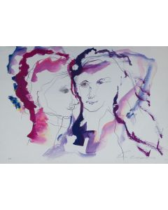 Ernesto Treccani, Lovers, screen printing, 35x50 cm 