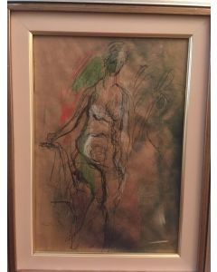 Ernesto Treccani, Nudo, mista su cartoncino, 24x35 cm