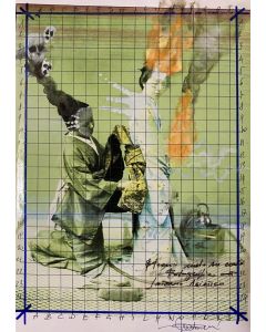 Enrico Pambianchi, Interno giapponese, collage, disegno e strappo su carta, 29,7x21 cm