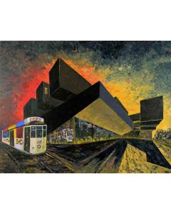 Pier Luca Bencini, Vecchio tram, acrilico su tavola, 70x90 cm