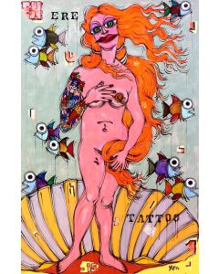 Yux, Tattoo Venus, acrylic, enamel and poster on canvas, 1000x150 cm