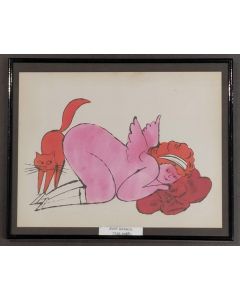 Andy Warhol, Cherubino e gatto, stampa, 25x 31cm (con cornice)