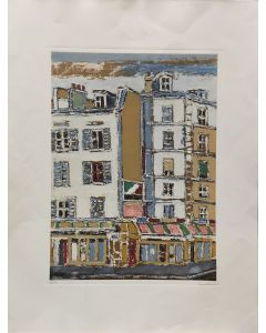 Orfeo Tamburi, Buildings, lithography, 79x59,5 cm, 65/150