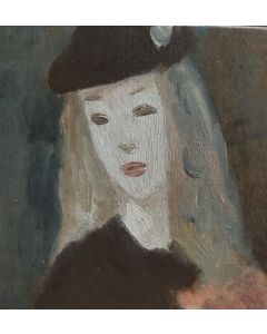 French School, Portrait of a lady, Tempera on panel, 9,8x10,2 cm