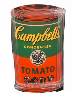 Campbell's soup (red background), print on wooden board, 51x87 cm