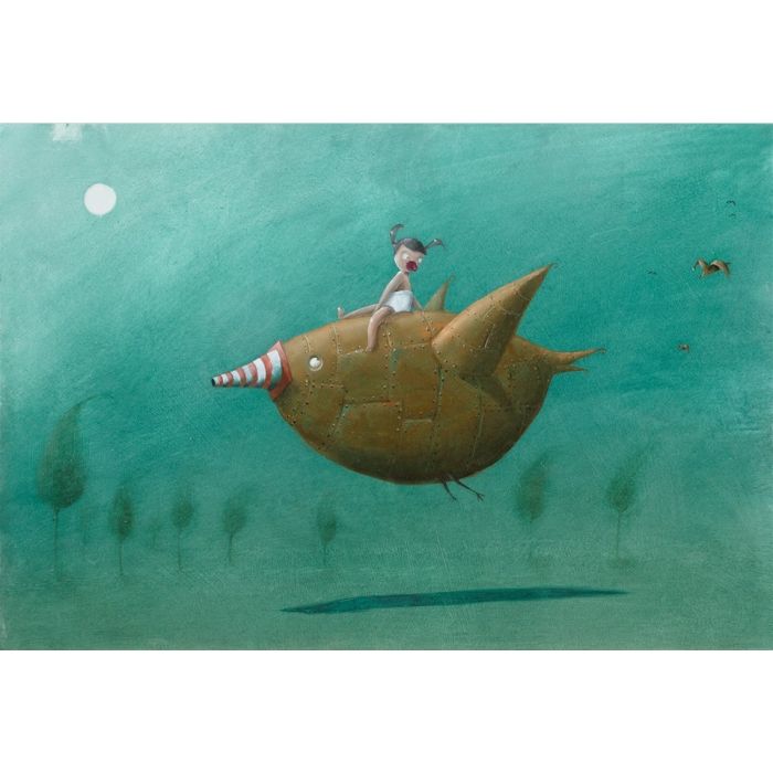 Diego Santini Il Primo Volo Giclee Art Print Ritoccata A Mano
