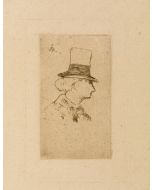 Edouard Manet, Baudelaire de profil en chapeau, etching, 27x20 cm 