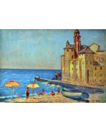 Giovanni Malesci, Camogli, oil on wood, 49x34 cm, 1951