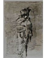Mosè Bianchi, Pagliaccio, acquaforte e puntasecca, 14,4x19,3 cm  