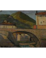 Giovanni Malesci, Antico ponte, olio su tela, 26x21,5, 1910