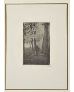 Giovanni Fattori, Viale delle cascine con figure, acquaforte su zinco, 26x16 cm, tiratura del Centenario, 1925