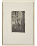 Giovanni Fattori, Viale delle cascine con figure, etching on zinc, 26x16 cm, limited edition of the Centenary, 1925