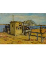 French School, Landing Stage, oil on wood, 28,5x20 cm 