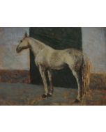 Giovanni Malesci, White horse, oil on wood, 33x25 cm, 1945