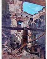 Giuseppe Comparini, Bombed houses, oil on wod, 37x50 cm, 1944