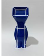 Fè, Myselfie. Homo Monitor Mondrian blu, scultura in ceramica verniciata a mano, h 24 cm