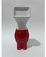 Fè, Myselfie. Homo Monitor (bianco e rosso), scultura in ceramica verniciata a mano, h 24 cm